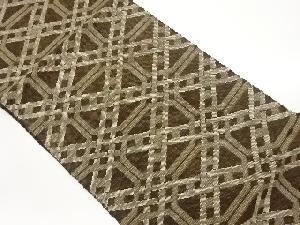 手織り真綿紬菱に幾何学模様織出し名古屋帯